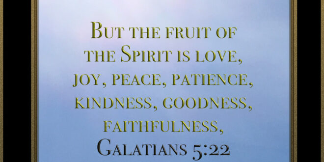 But the fruit of the Spirit is love, joy, peace, patience, kindness, goodness, faithfulness,... Galatians 5:22