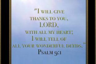 Gratitude to God Psalm 9:1 , I will give thanks to you, LORD, with all my heart; I will tell of all your wonderful deeds.